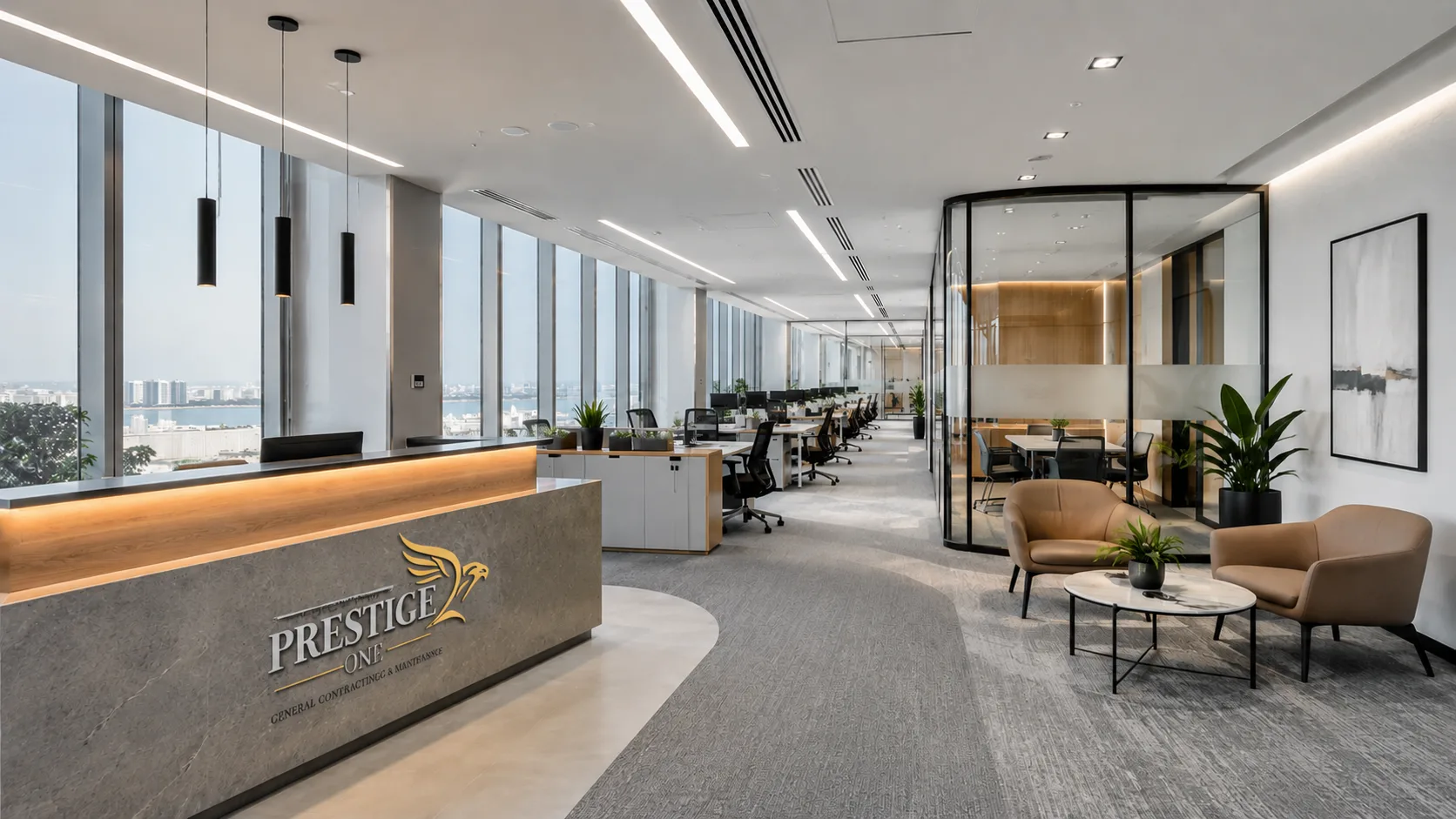Grade-A office tower fit-out, Al Reem Island, Abu Dhabi — commercial project