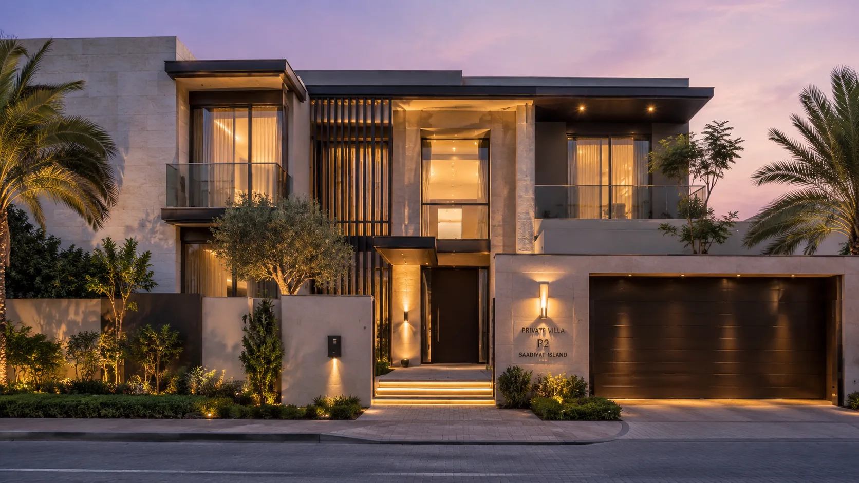 Private G+1 villa exterior, Saadiyat Island, Abu Dhabi — residential construction