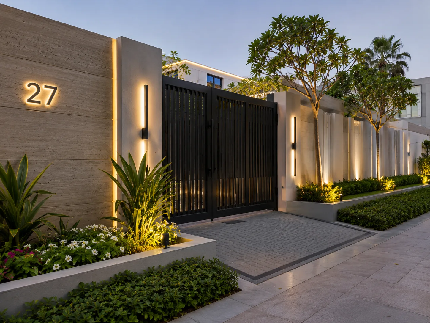 Boundary wall and landscape works, Al Bateen Abu Dhabi — civil and hardscape